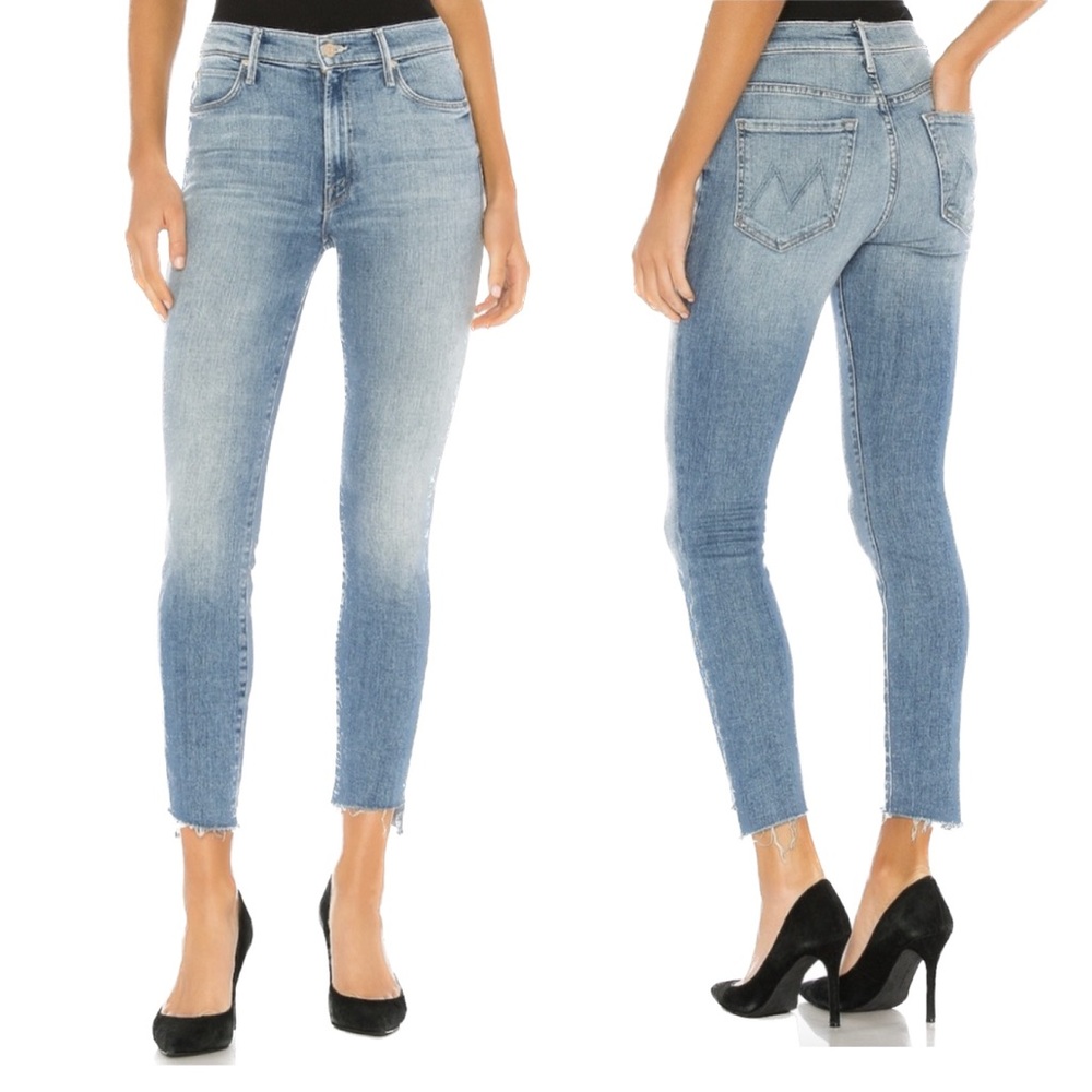 MOTHER Light Blue Ankle Crop Skinny Jeans